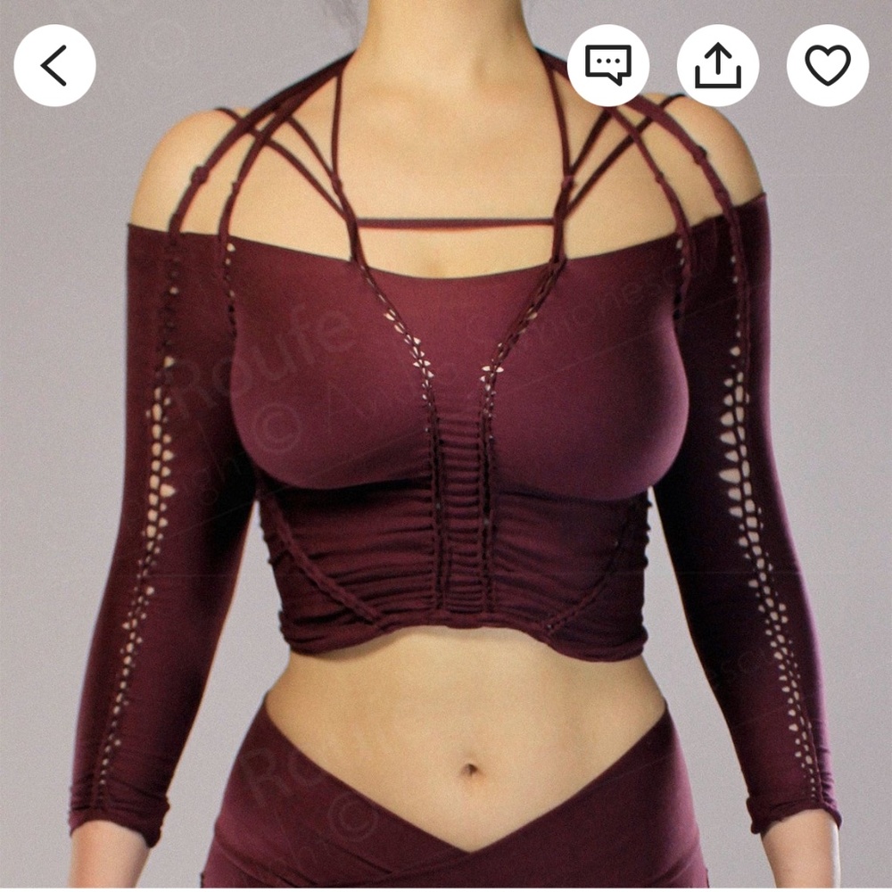 Black Strappy slitweave Crop Top